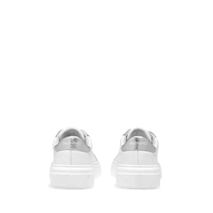 VALENTINO Lace Up Sneaker in white hide and silver inlay